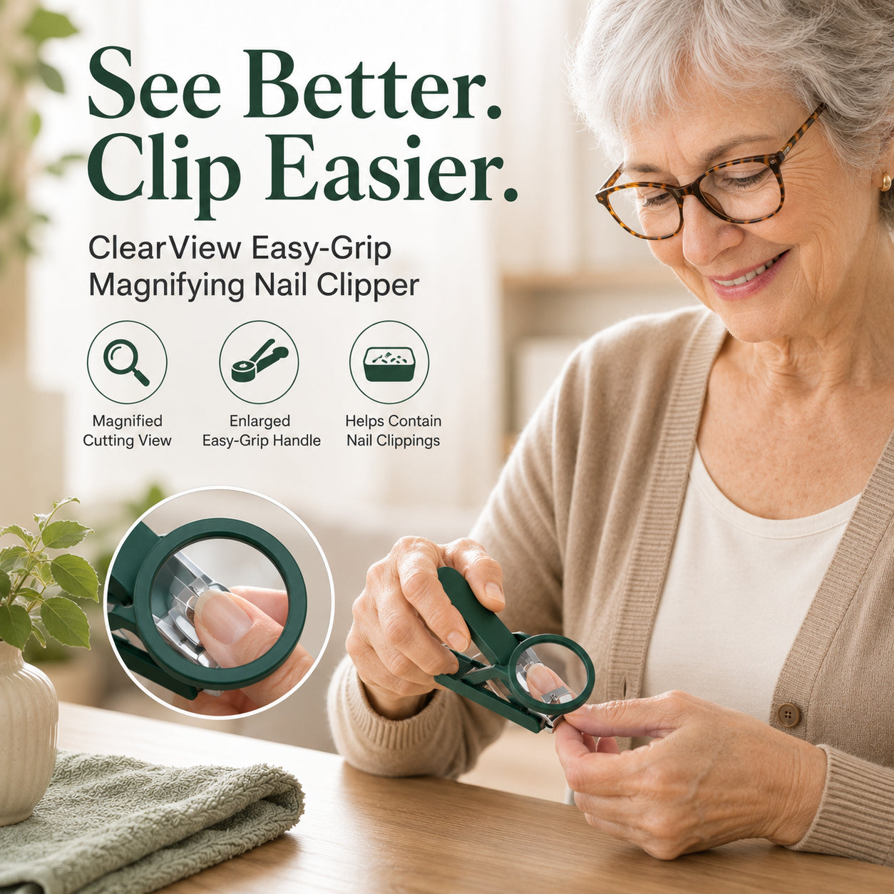 Magnifying Nail Clipper for Seniors – Easy Grip Nail Trimmer with LED Light, Manual & Electric Options