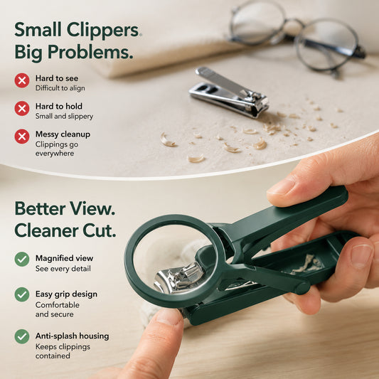 Magnifying Nail Clipper for Seniors – Easy Grip Nail Trimmer with LED Light, Manual & Electric Options