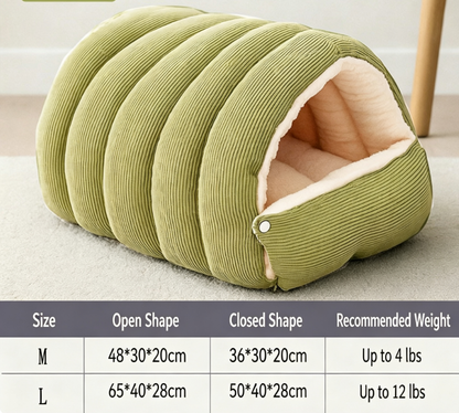 Warm Cozy Plush Pet Cave | Cute Safe Hideaway Cat Bed with Removable Cushion