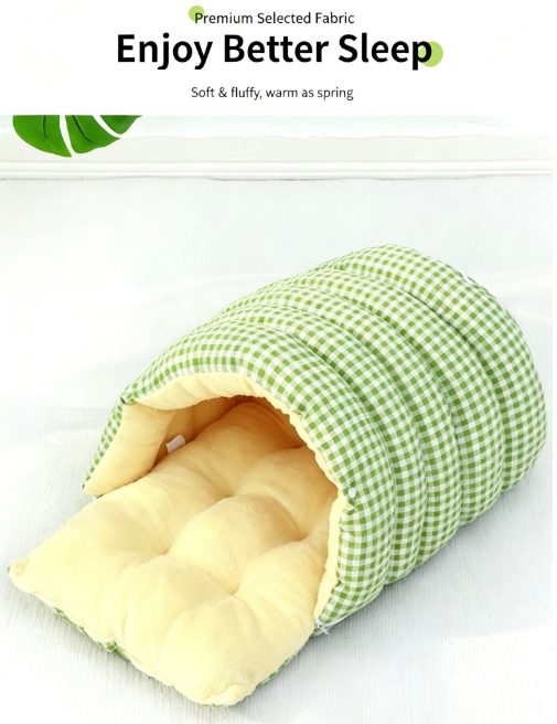 Warm Cozy Plush Pet Cave | Cute Safe Hideaway Cat Bed with Removable Cushion