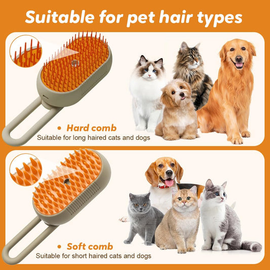 3-in-1 Steam Pet Grooming Brush for Shedding, Massage & Deep Cleaning Keep Your Pet’s Coat Clean, Soft & Healthy — Without Stressful Baths
