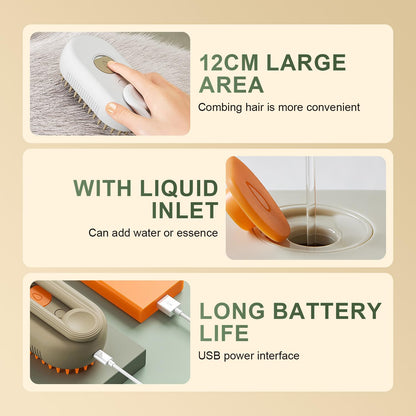 3-in-1 Steam Pet Grooming Brush for Shedding, Massage & Deep Cleaning Keep Your Pet’s Coat Clean, Soft & Healthy — Without Stressful Baths