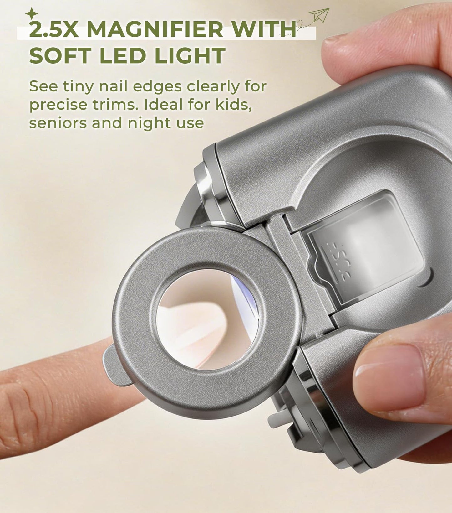 Magnifying Nail Clipper for Seniors – Easy Grip Nail Trimmer with LED Light, Manual & Electric Options