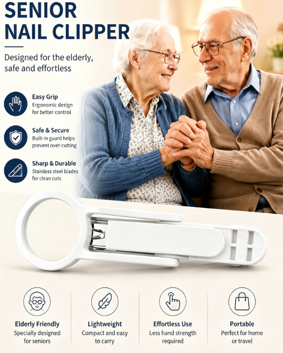 Magnifying Nail Clipper for Seniors – Easy Grip Nail Trimmer with LED Light, Manual & Electric Options
